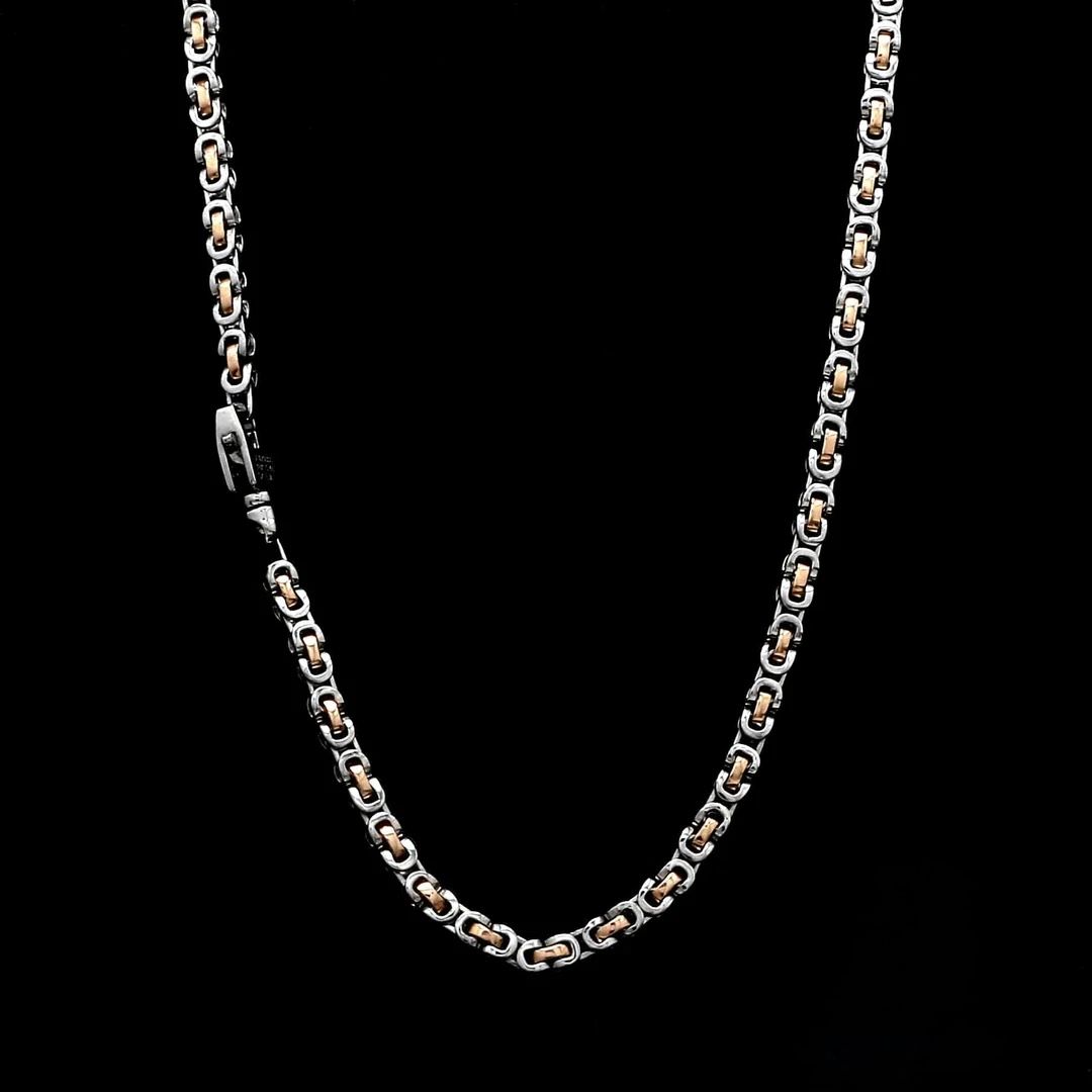 Premium Two-Tone Titanium Link Chain Necklace